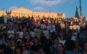 Protesters in front of the Parliament